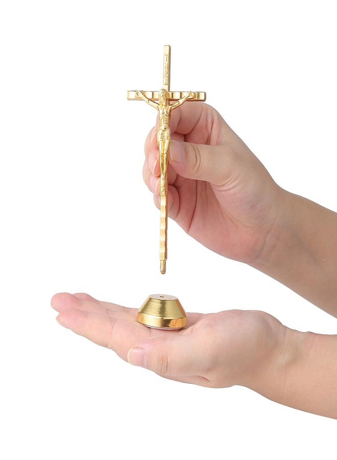 Imerance Crucifix Wall Cross Small Metal Slender Catholic Crosses Golden Cross Wall Décor(4.72inches - Golden) - Image 1